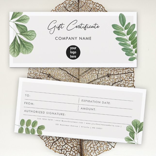 Watercolor Leaves Logo Gift Certificate Voucher (Watercolor Leaves Logo Gift Certificate Voucher)