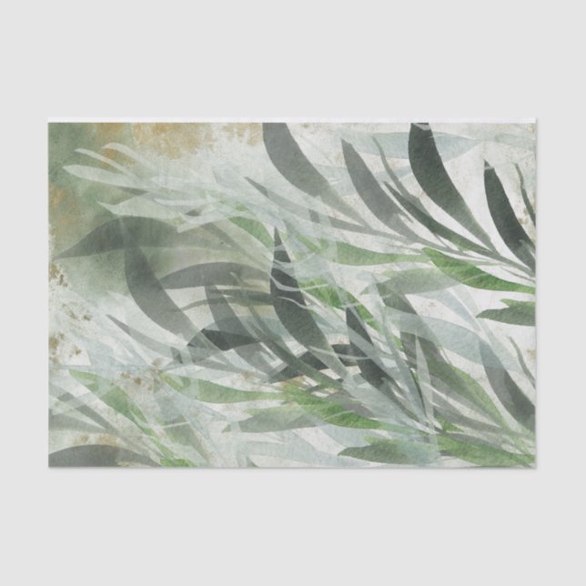 Watercolor Leaves Mossy Texture Tissue Paper (Front)