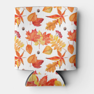 Watercolor leaves, natural seamless pattern. can cooler