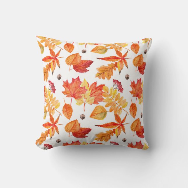 Watercolor leaves, natural seamless pattern. cushion (Front)