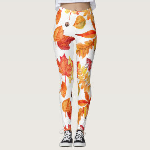 Watercolor leaves, natural seamless pattern. leggings