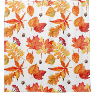 Watercolor leaves, natural seamless pattern. shower curtain