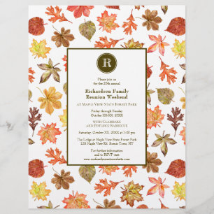 Watercolor Leaves Pattern Fall Family Reunion