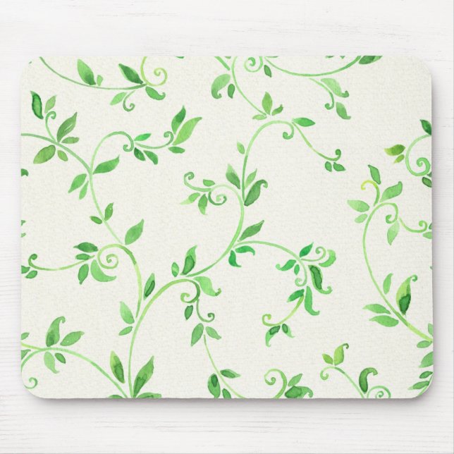 Watercolor leaves pattern mouse pad (Front)