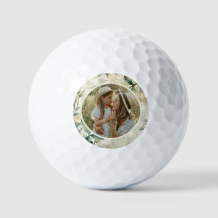 Watercolor Leaves Pattern Personalised Photo Golf Balls