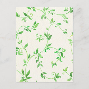 Watercolor leaves pattern postcard