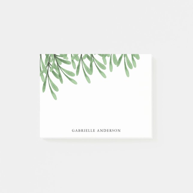 Watercolor Leaves | Personalised Post-it Notes (Front)