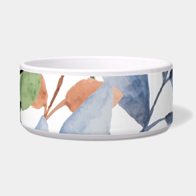Watercolor Leaves Pet Bowl (Front)