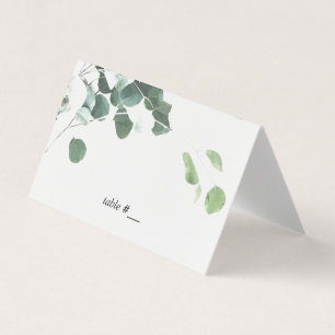 Watercolor leaves place cards - folded