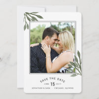 Watercolor Leaves Save The Date 2 Photos