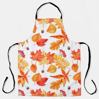 Watercolor leaves seamless pattern apron