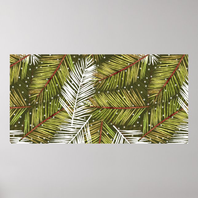 watercolor leaves seamless pattern illustration on poster (Front)