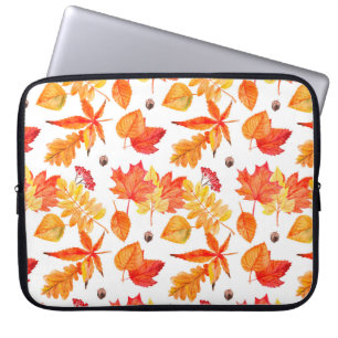 Watercolor leaves seamless pattern laptop sleeve