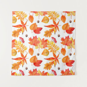 Watercolor leaves seamless pattern tapestry