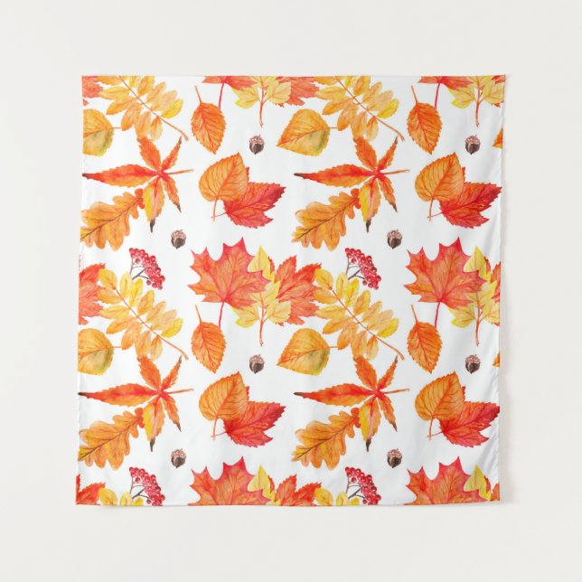Watercolor leaves seamless pattern tapestry (Front)