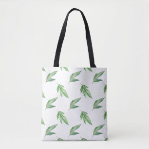 watercolor leaves tote bag
