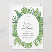 Watercolor Leaves Tropical Bridal Shower 