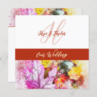 Watercolor Leaves Wedding Invitation
