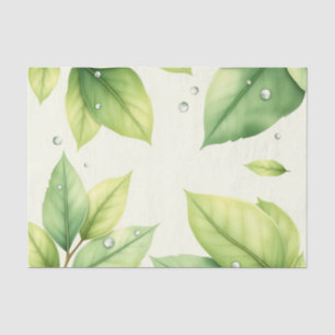 Watercolor Leaves with Dewdrops Tissue Paper