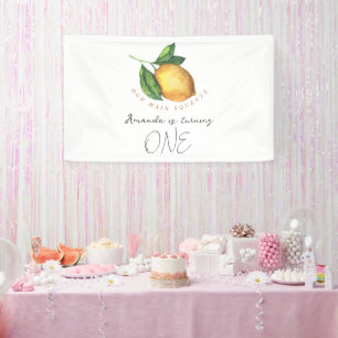Watercolor lemon 1st birthday party banner