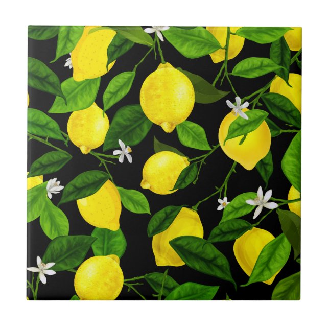 Watercolor Lemon 2 Ceramic Tile (Front)