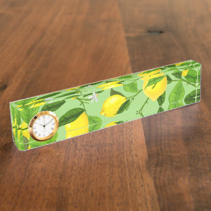 Watercolor Lemon 3 Nameplate