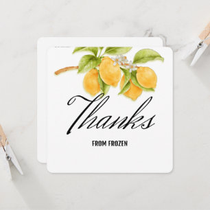 Watercolor Lemon and Blossoms Birthday Thank You Invitation
