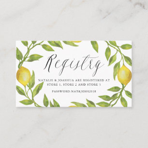 Watercolor Lemon and Greenery Wreath Registry Card