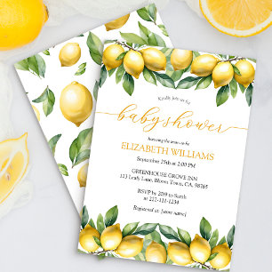 Watercolor Lemon Baby Shower Invitation