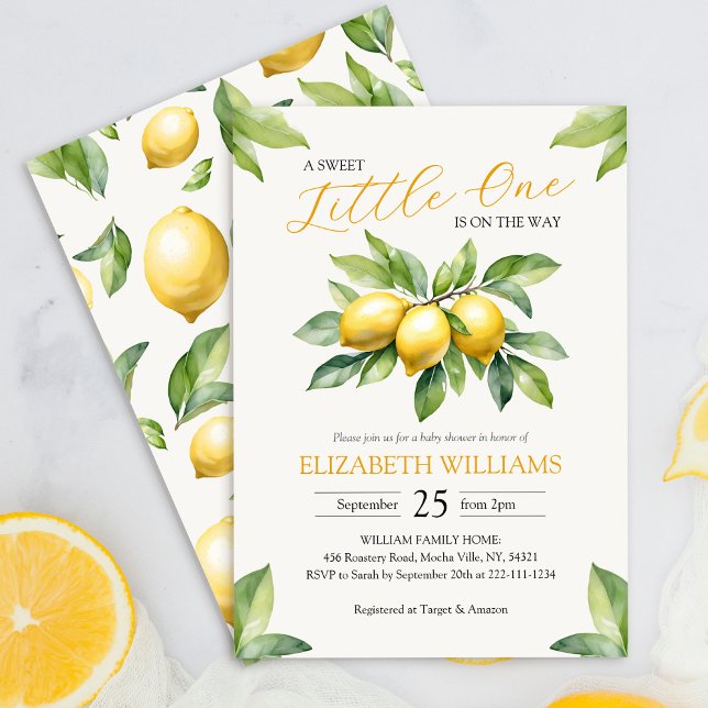 Watercolor Lemon Baby Shower Invitation (Creator Uploaded)