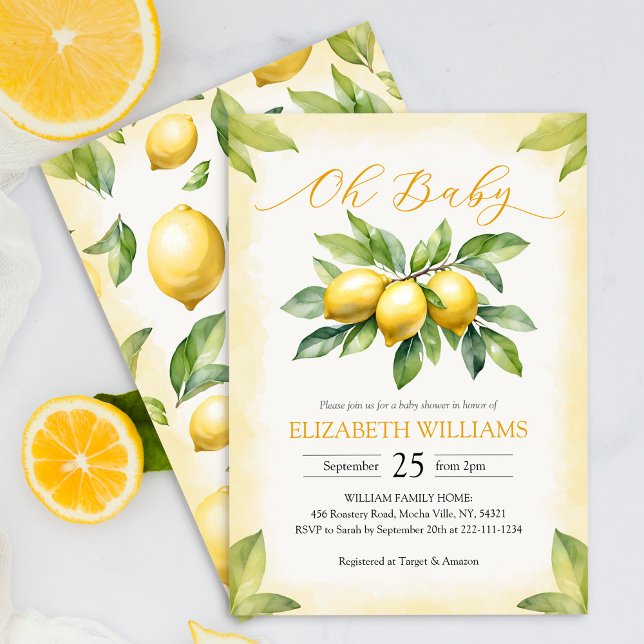 Watercolor Lemon Baby Shower Invitation (Creator Uploaded)