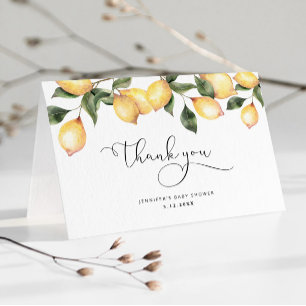 Watercolor lemon baby shower  thank you card