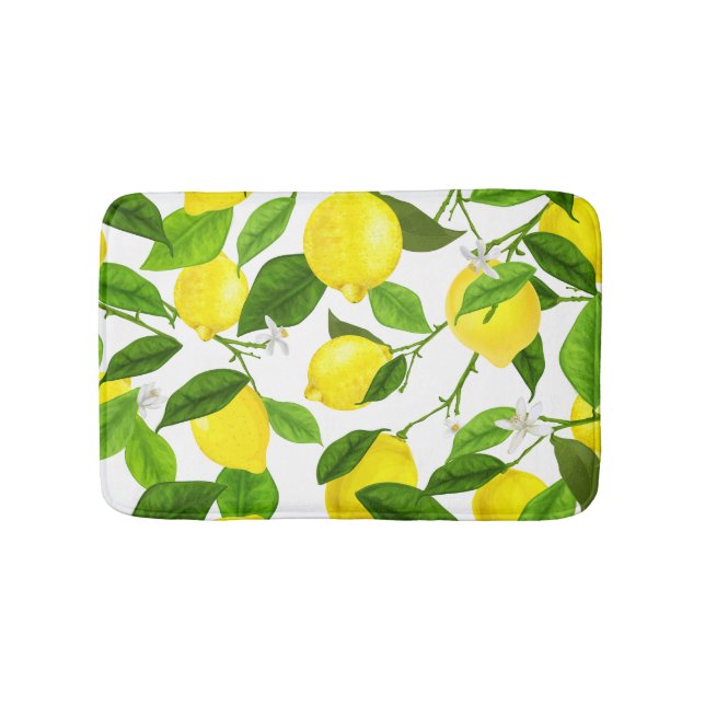 Watercolor Lemon Bath Mat (Front)