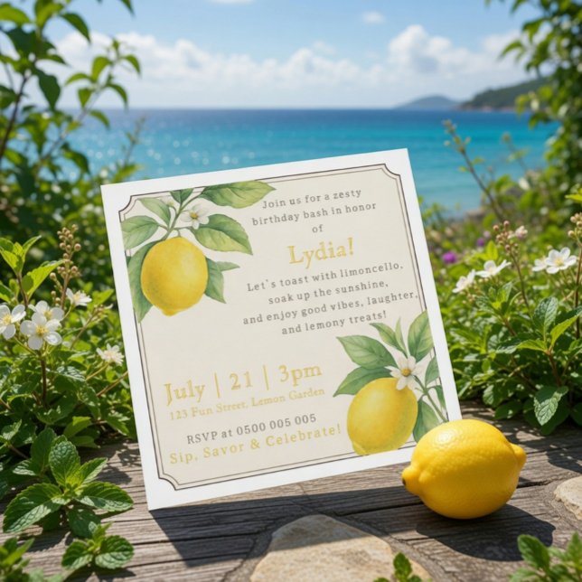 Watercolor Lemon Birthday Invitation (Creator Uploaded)