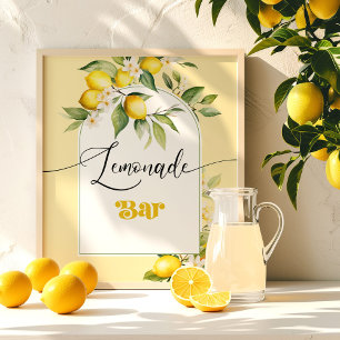 Watercolor Lemon birthday Lemonade Bar Poster