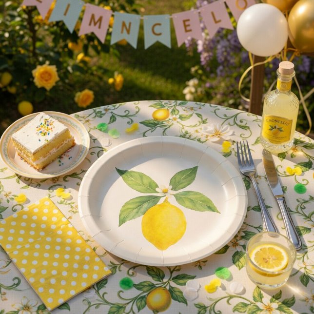 Watercolor Lemon Birthday Paper Plate (Creator Uploaded)