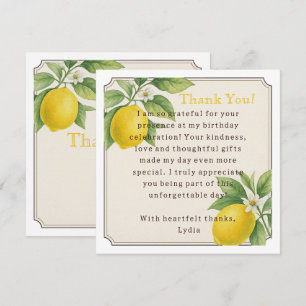 Watercolor Lemon Birthday Party Thank You Card