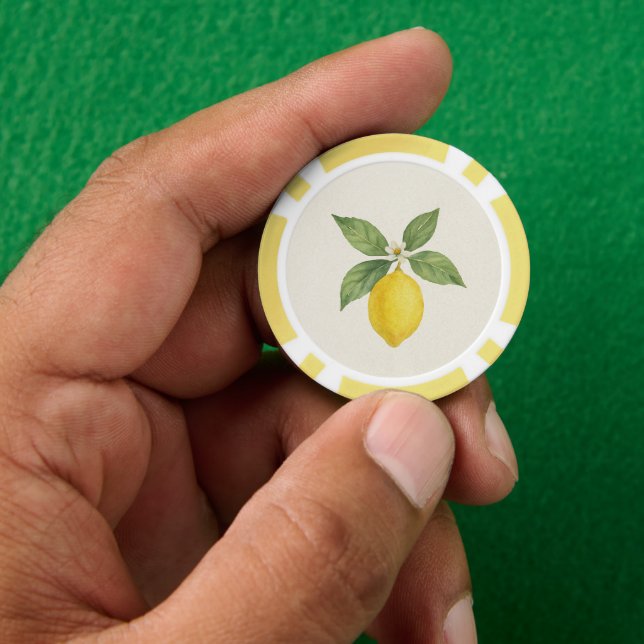 Watercolor Lemon Birthday Poker Chips (Hand)