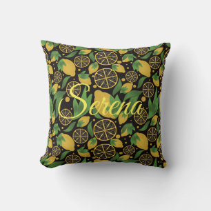 Watercolor Lemon Black Fruit Personalised Cushion