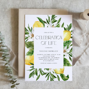 Watercolor Lemon Blossom Frame Celebration of Life Invitation