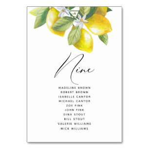 Watercolor Lemon Blossom Seating Chart Table Number