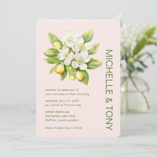 Watercolor Lemon Blossom Wedding Invitation