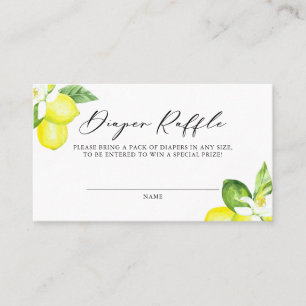 Watercolor Lemon Blossoms Baby Diaper Raffle Card
