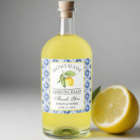 Watercolor Lemon Blue Tile Limoncello