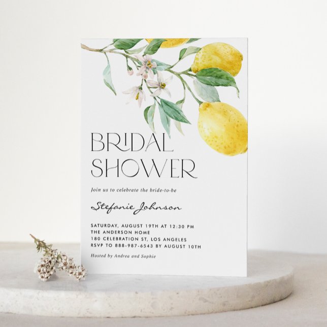 Watercolor Lemon Bouquet Summer Bridal Shower Invitation (Creator Uploaded)