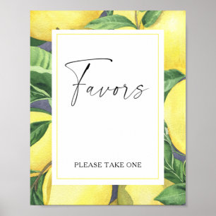 Watercolor lemon branch - favours please take one poster