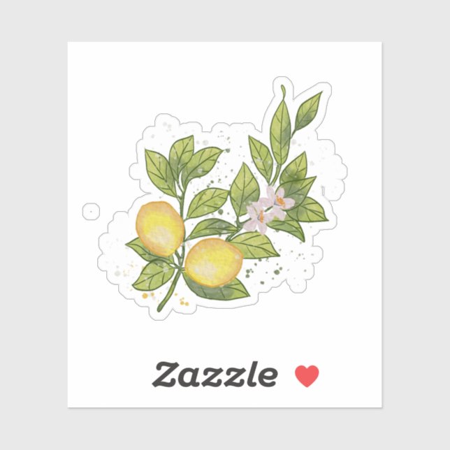 Watercolor Lemon Branch with Flowers – Botanical  (Sheet)