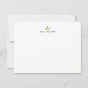 Watercolor Lemon Branch Yellow Border Personalized Card