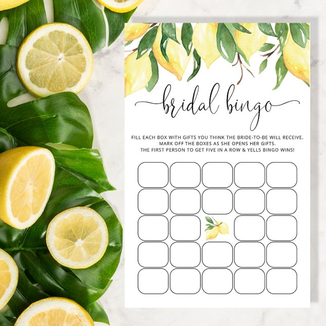 Watercolor Lemon Bridal Shower Bingo Game (Creator Uploaded)