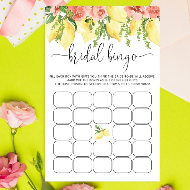 Watercolor Lemon Bridal Shower Bingo Game (Creator Uploaded)